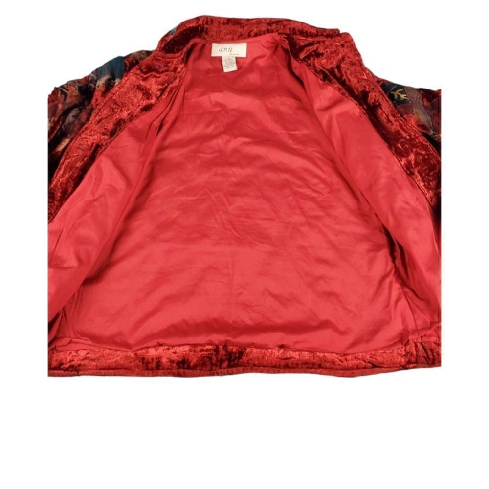 Anu Jacket Size Small Velvet Patchwork Red Silk W… - image 5